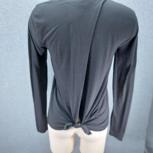 J. CREW Womens Long-Sleeve Athleisure Tie-Back Tee in Black Size Size  Small - Picture 3 of 10
